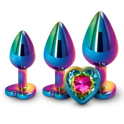 holographic jeweled heart butt plug rainbow