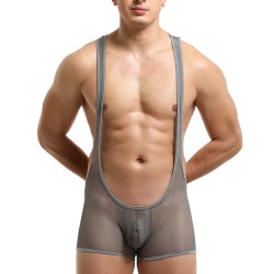 hot selling pure mesh boxers bodysuit