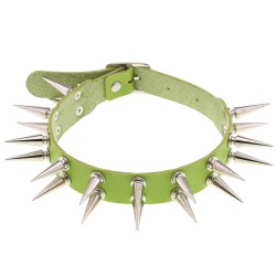 double row long spiked rivet collar