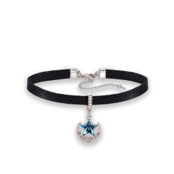 silver moon blue start woven choker