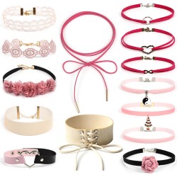 n304 14pcs pink lady floral collars 2